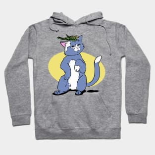 blue gray Cat and green yellow parrot friends Hoodie